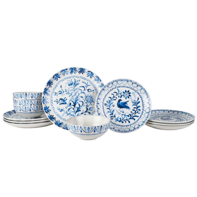Sicily 12-Piece Dinnerware, Blue