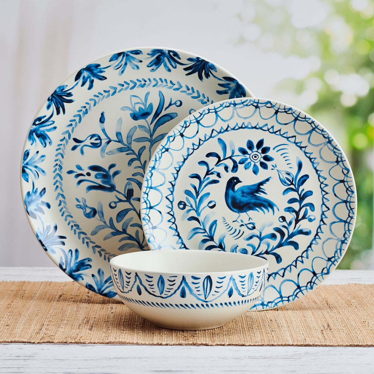 Sicily 12-Piece Dinnerware, Blue