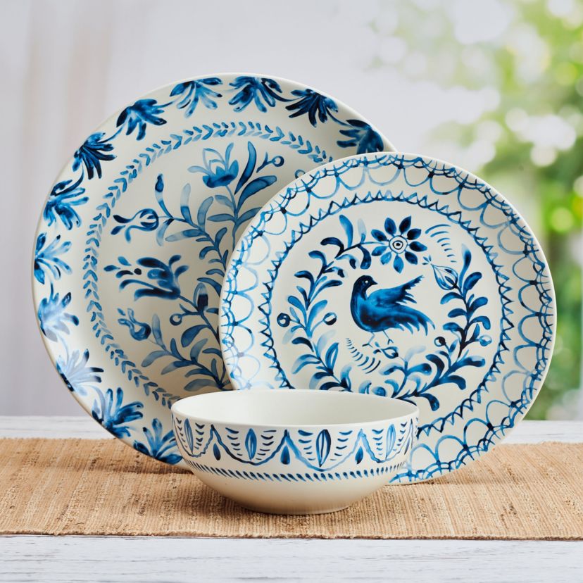 Sicily 12-Piece Dinnerware, Blue