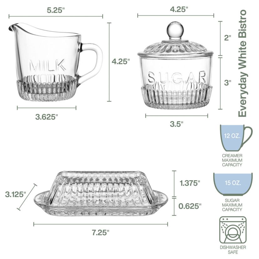 Everyday White Set of 3 Bistro Glass Hostess Set