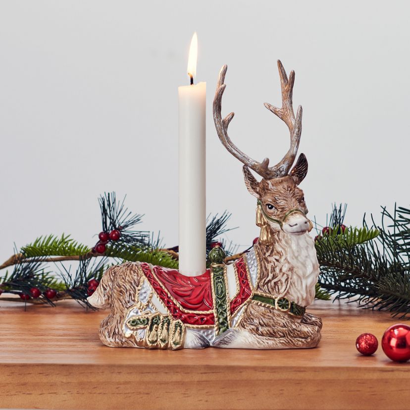 Fitz and Floyd Telluride Resting Deer Candleholder