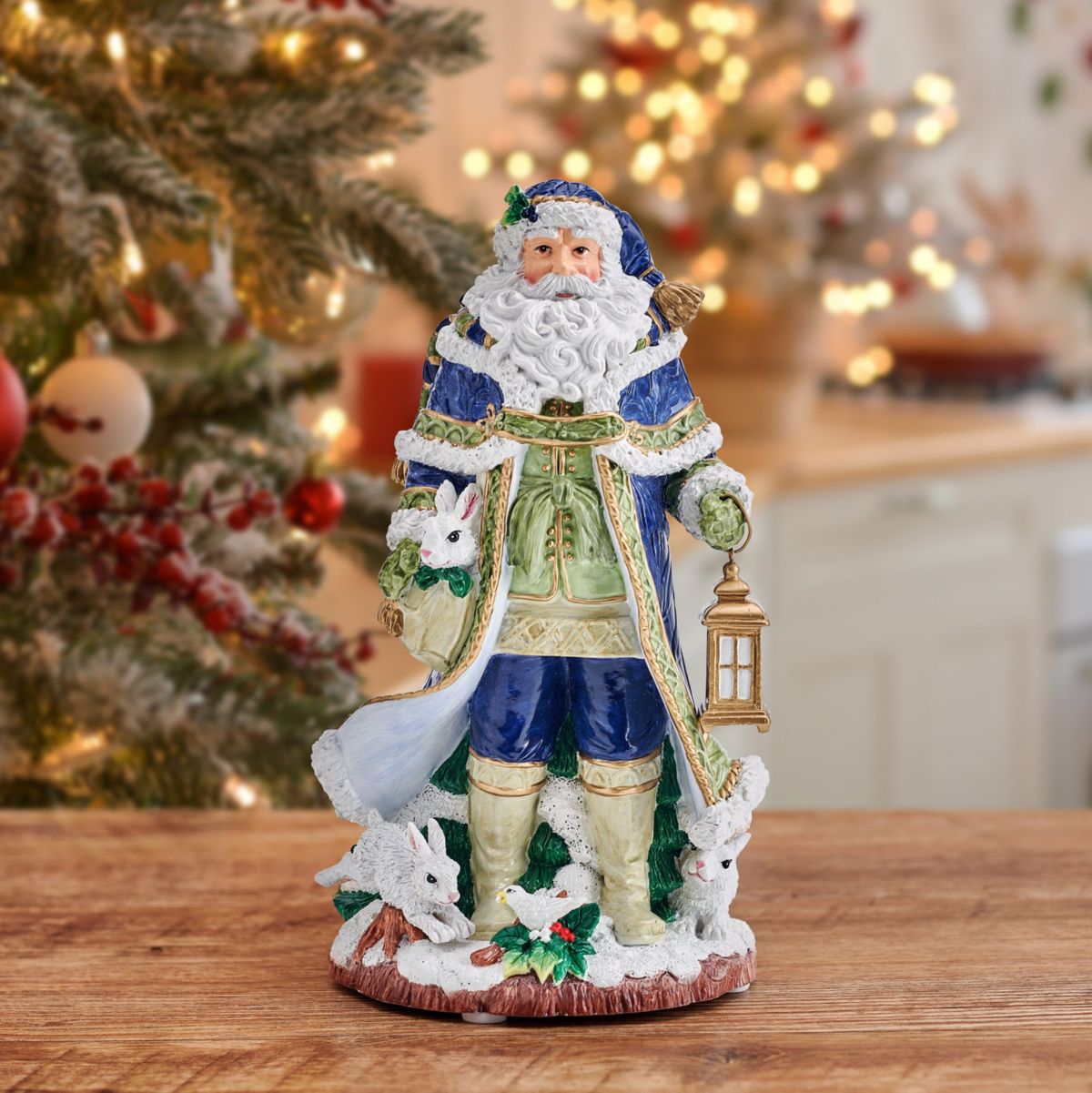 Fitz and Floyd Holiday Musical Telluride Blue Santa Figurine