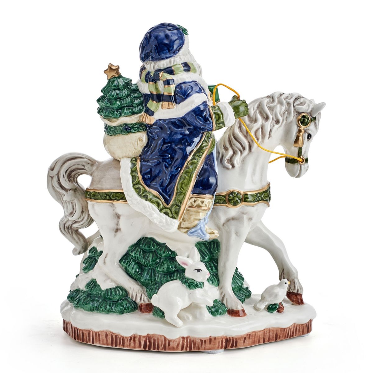 Fitz and Floyd Holiday Musical Santa on Horse Figurine