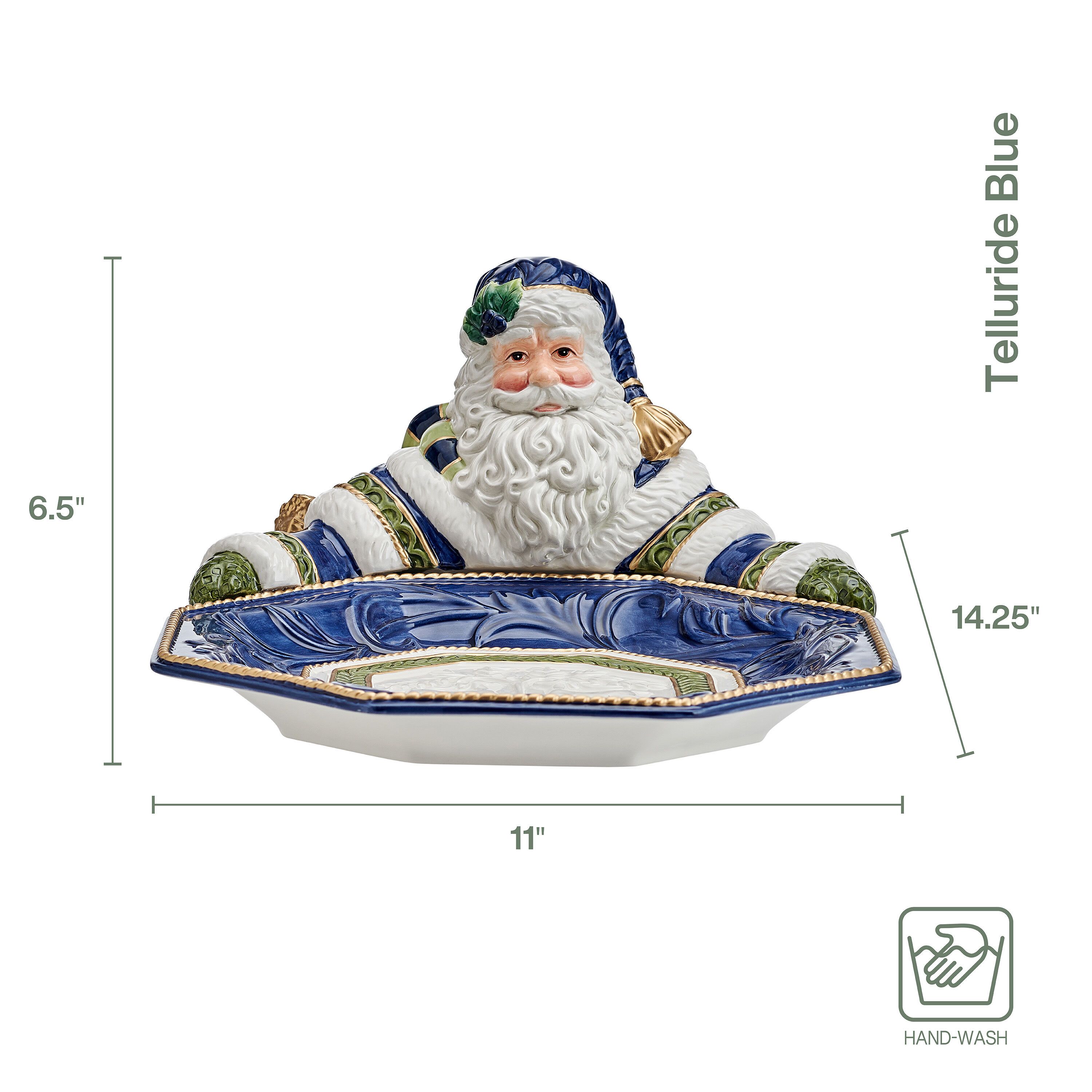 Fitz and Floyd Telluride Blue Santa Server
