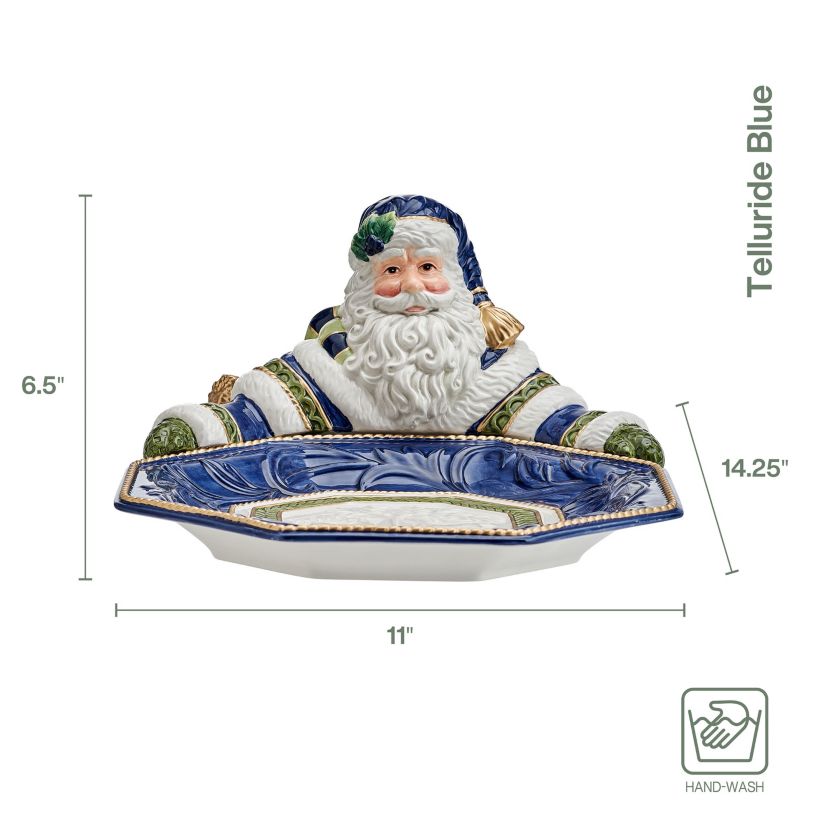 Fitz and Floyd Telluride Blue Santa Server