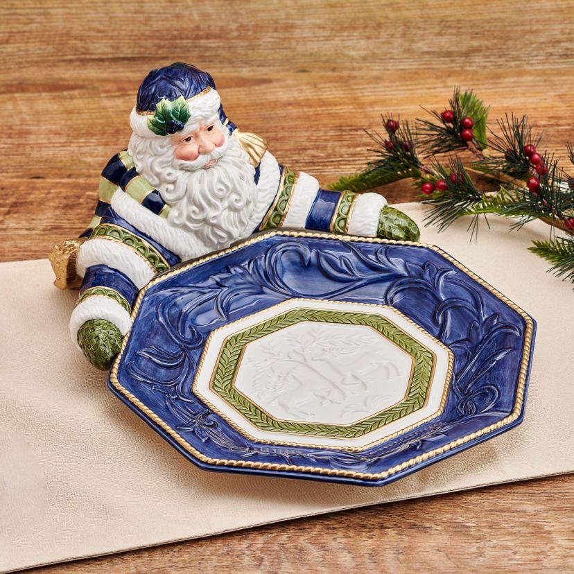 Fitz and Floyd Telluride Blue Santa Server