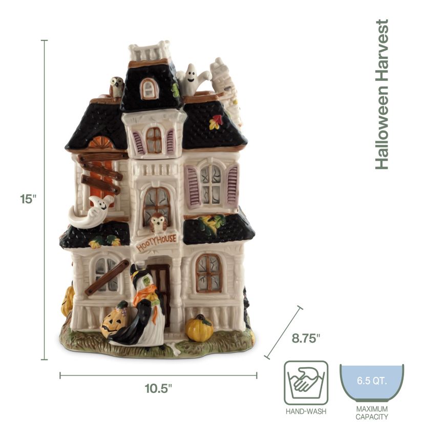 Fitz and Floyd Halloween Harvest Haunted House Cookie Jar