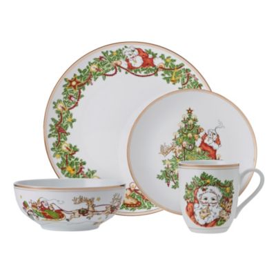 Fitz and Floyd St. Nicholas 16-pc Dinnerware Set, Service for 4, Porcelain -  76016815315056