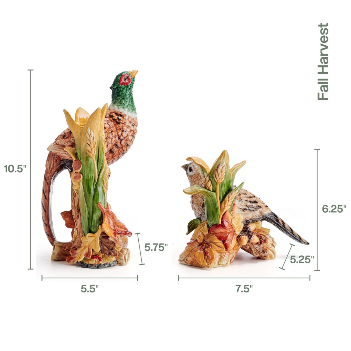 Fitz and Floyd Fall Harvest Pheasant Candleholder Pair