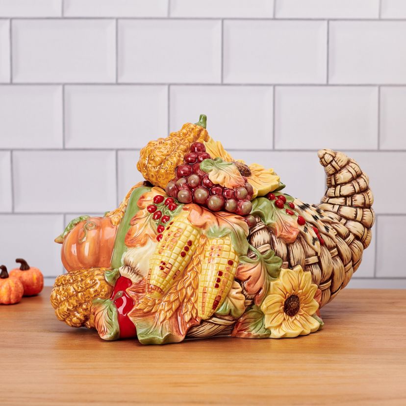 Fitz and Floyd Fall Harvest Cornucopia Cookie Jar