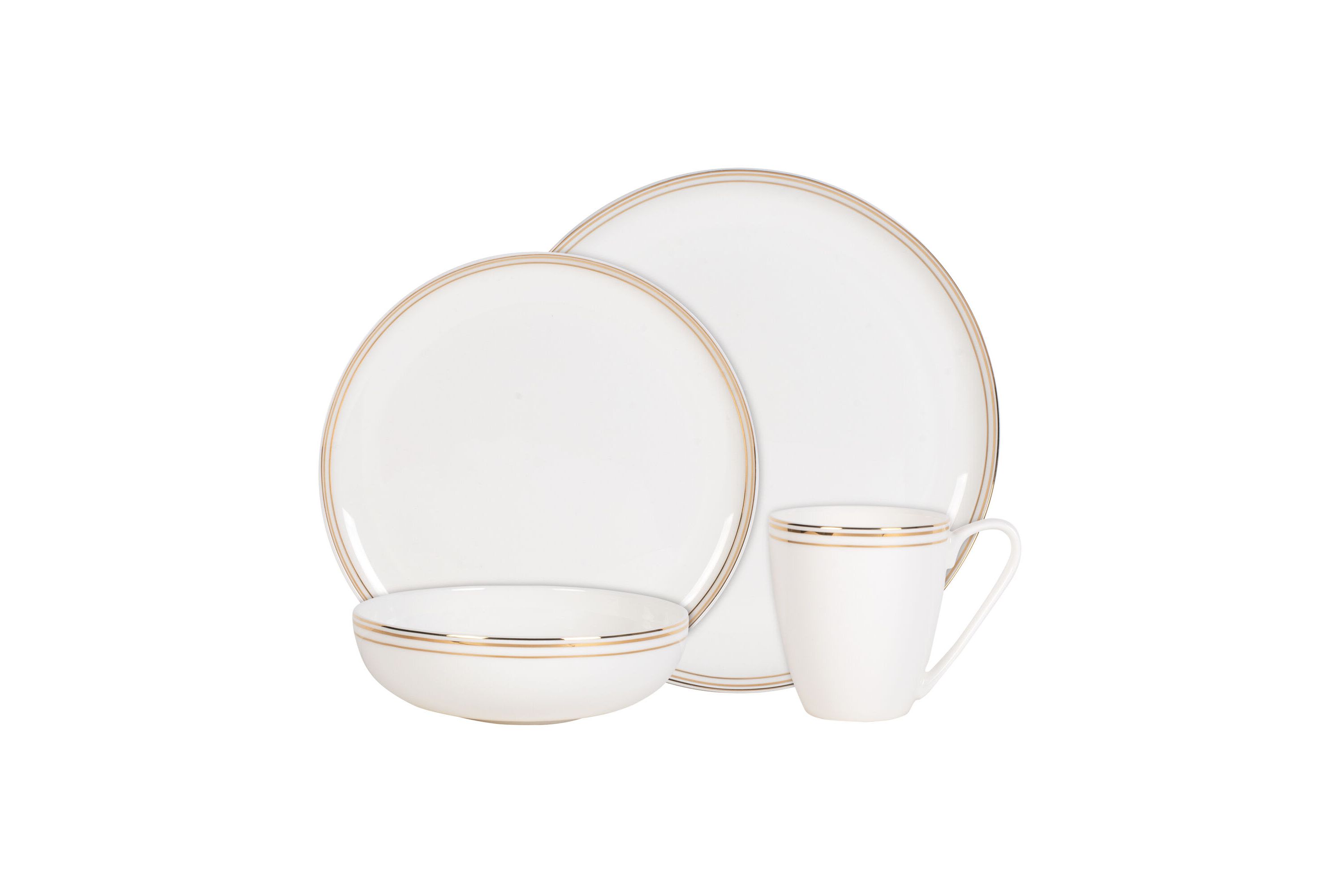 Coupe Gold Bands 16-pc Dinnerware Set, Service for 4