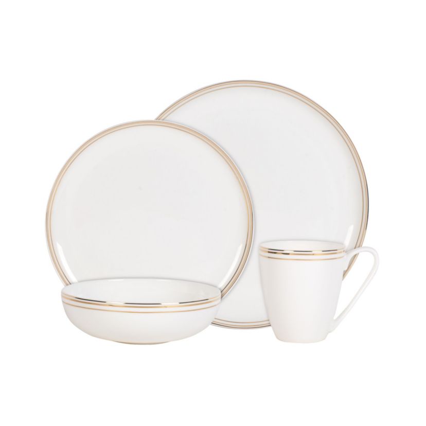 Coupe Gold Bands 16-pc Dinnerware Set, Service for 4