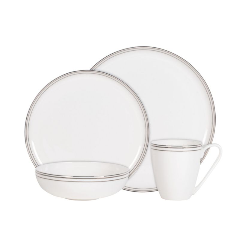 Coupe Platinum Bands 16-pc Dinnerware Set, Service for 4