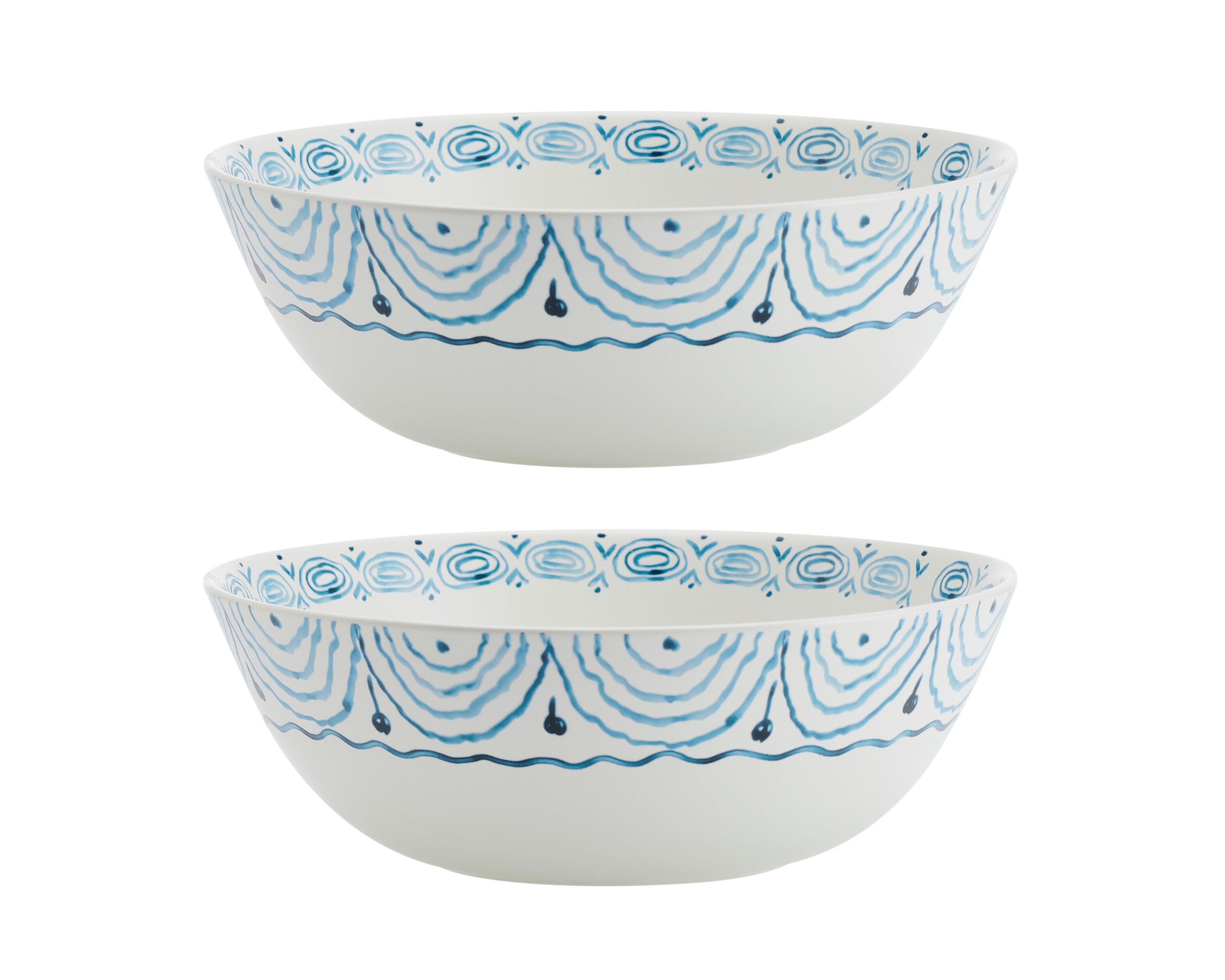 Sicily Blue Serve Bowls Plus Salt and Pepper Set