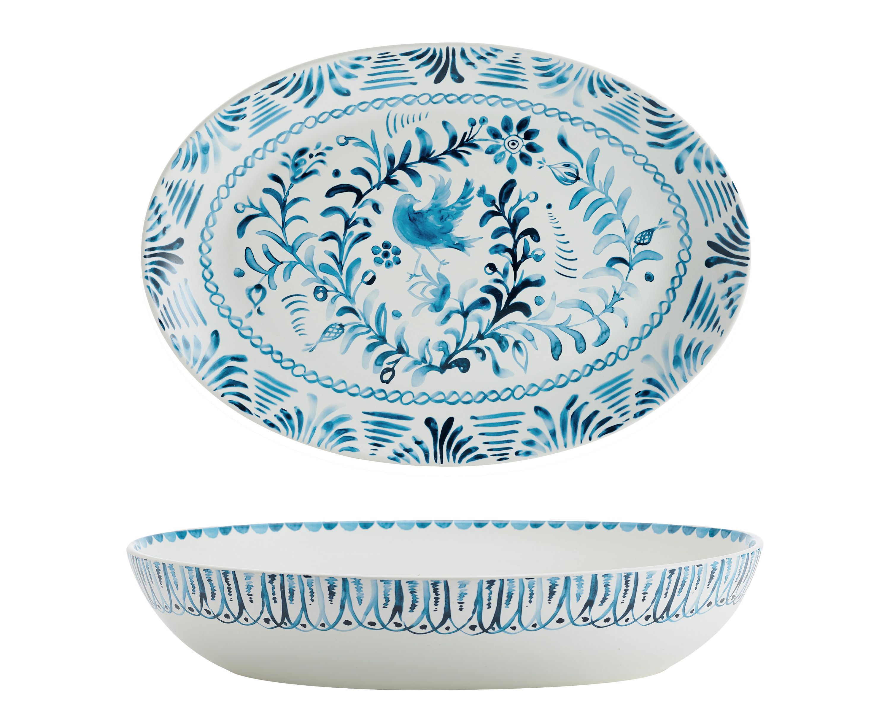 Sicily Blue Serve Bowl and Platter Set