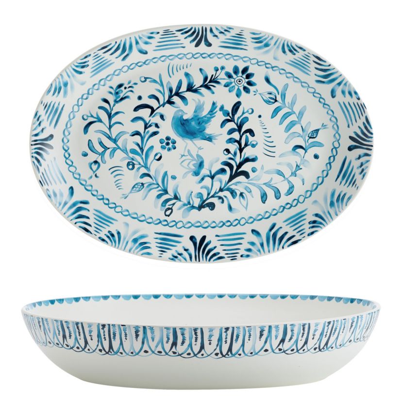 Sicily Blue Serve Bowl and Platter Set