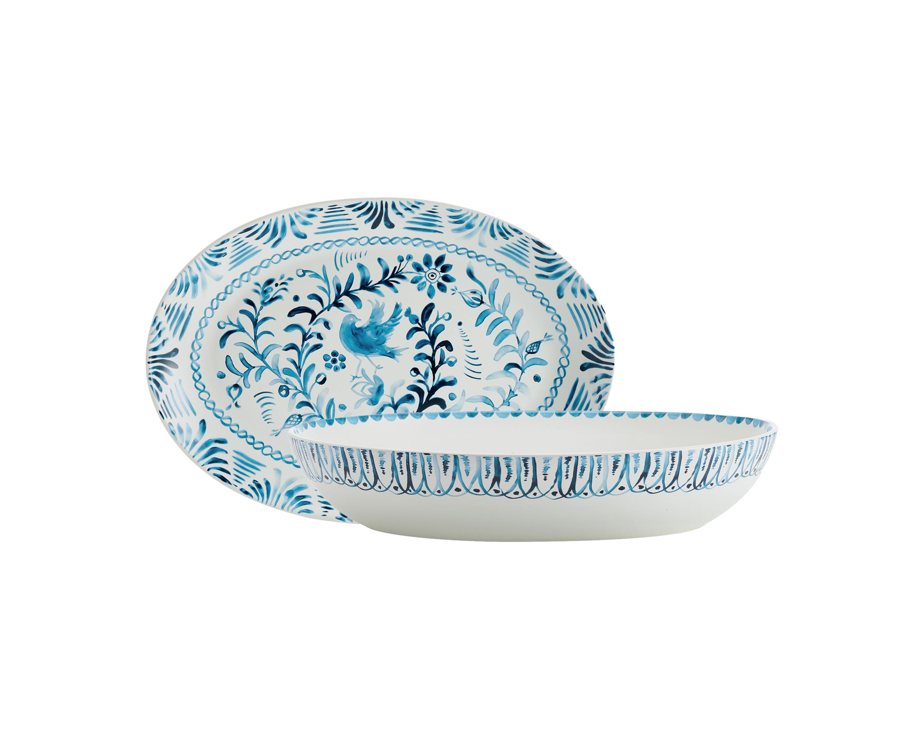 Sicily Blue Serve Bowl and Platter Set