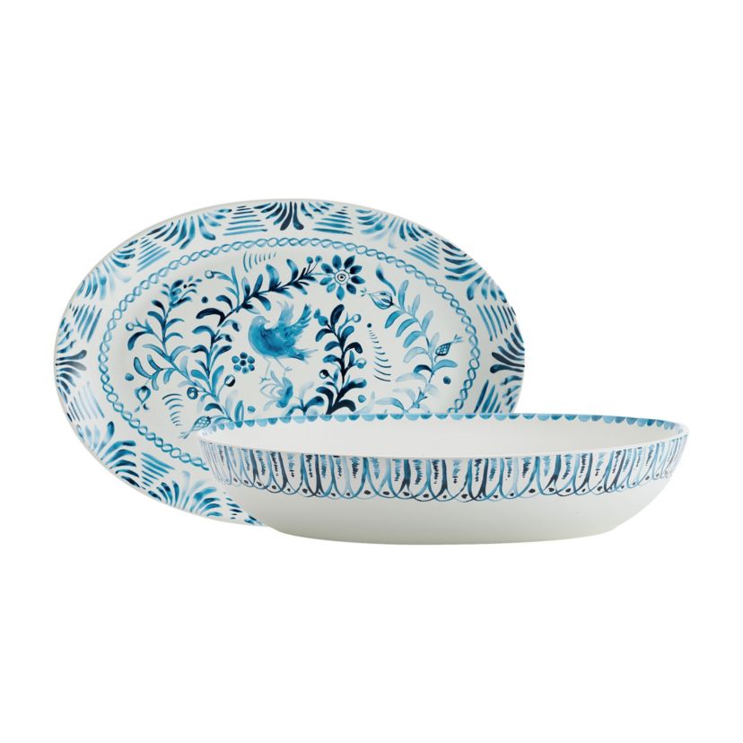 Sicily Blue Serve Bowl and Platter Set
