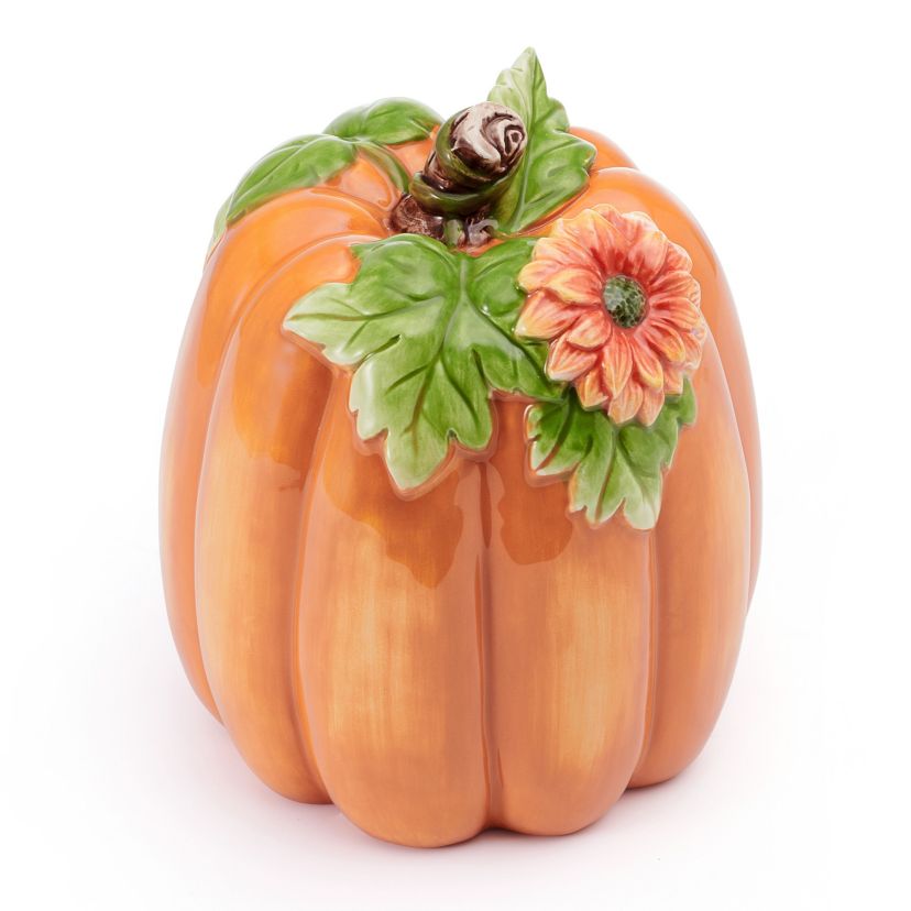 Fitz and Floyd Autumn Harvest Flower Orange Pumpkin Figurine