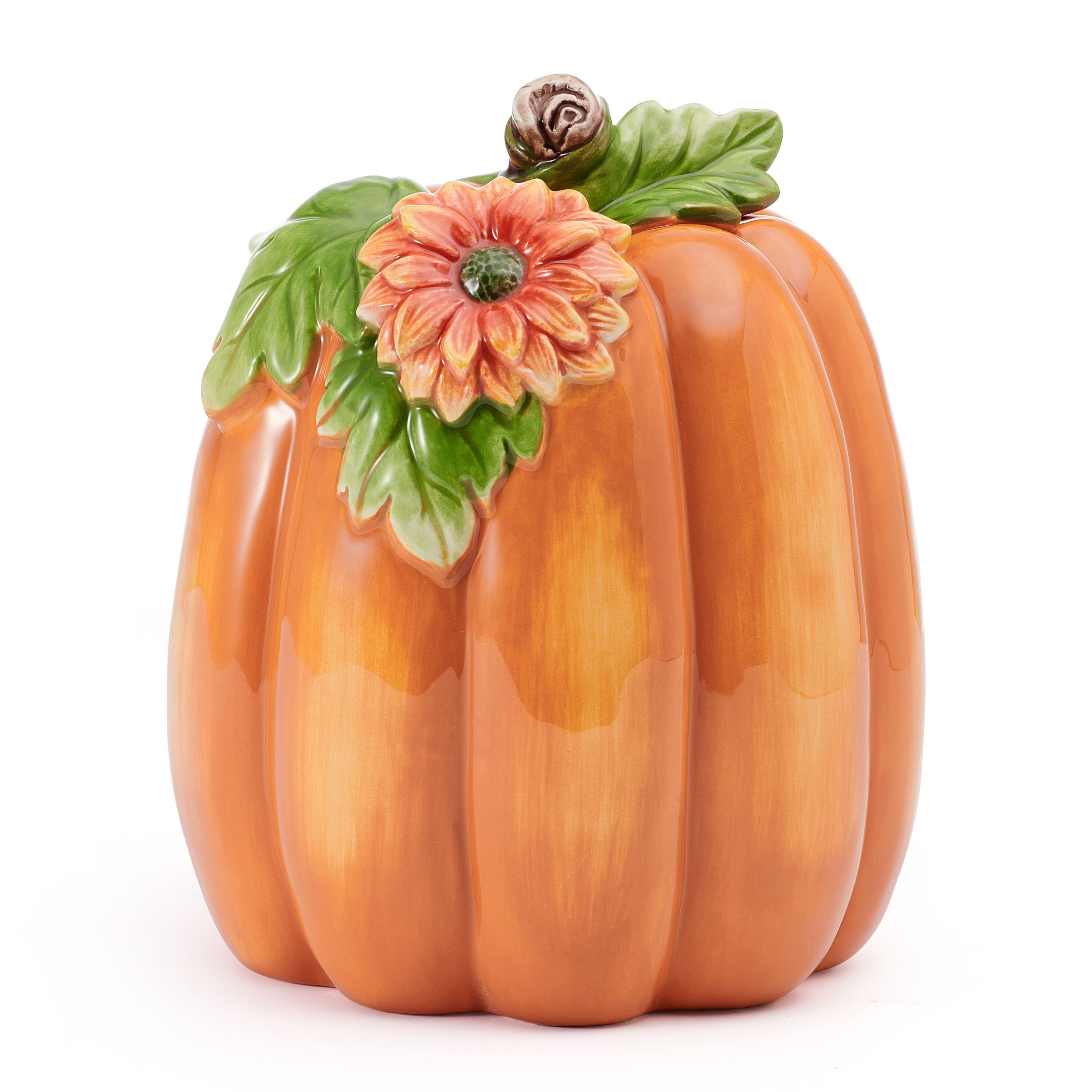 Fitz and Floyd Autumn Harvest Flower Orange Pumpkin Figurine