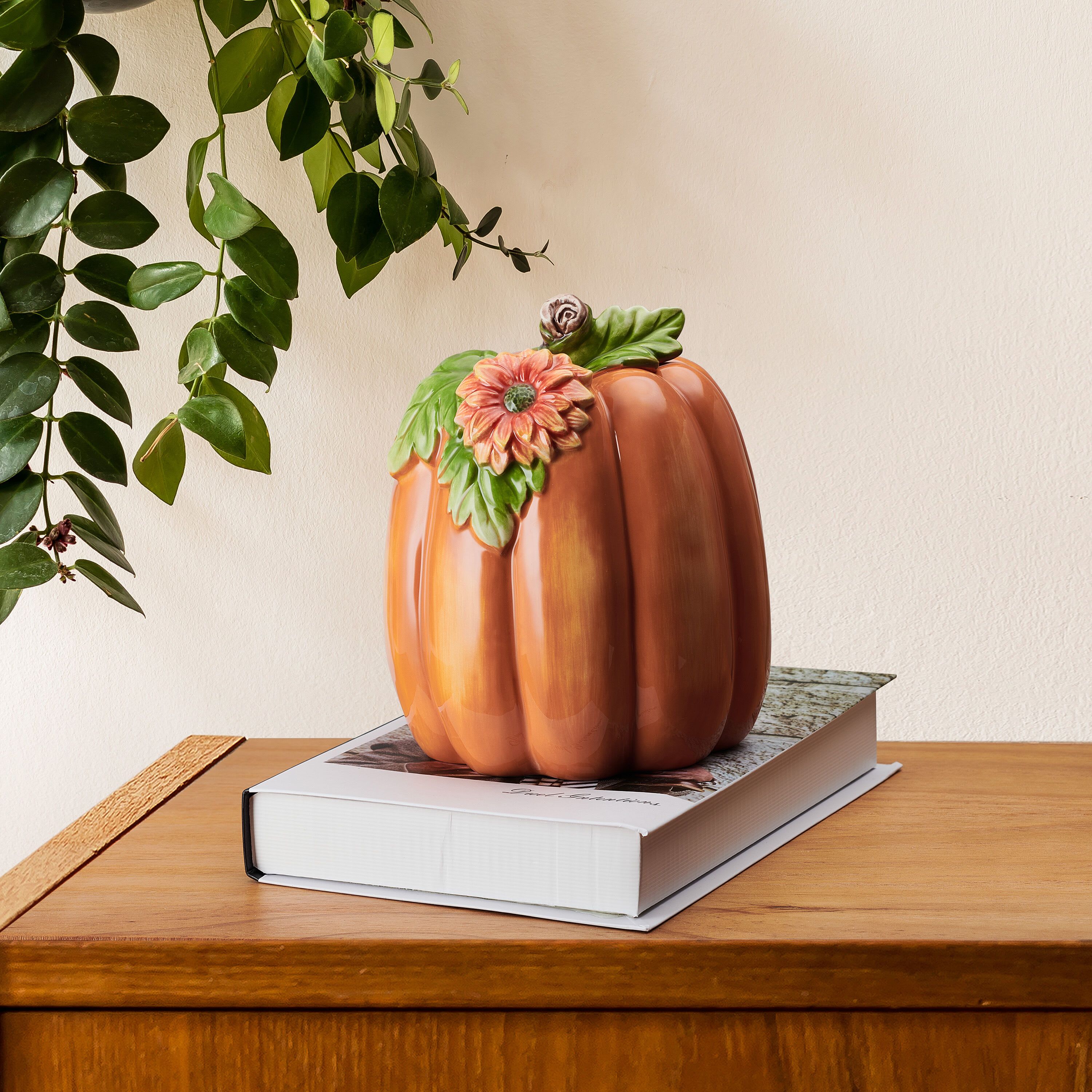 Fitz and Floyd Autumn Harvest Flower Orange Pumpkin Figurine