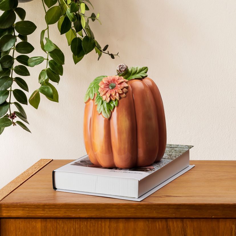 Fitz and Floyd Autumn Harvest Flower Orange Pumpkin Figurine