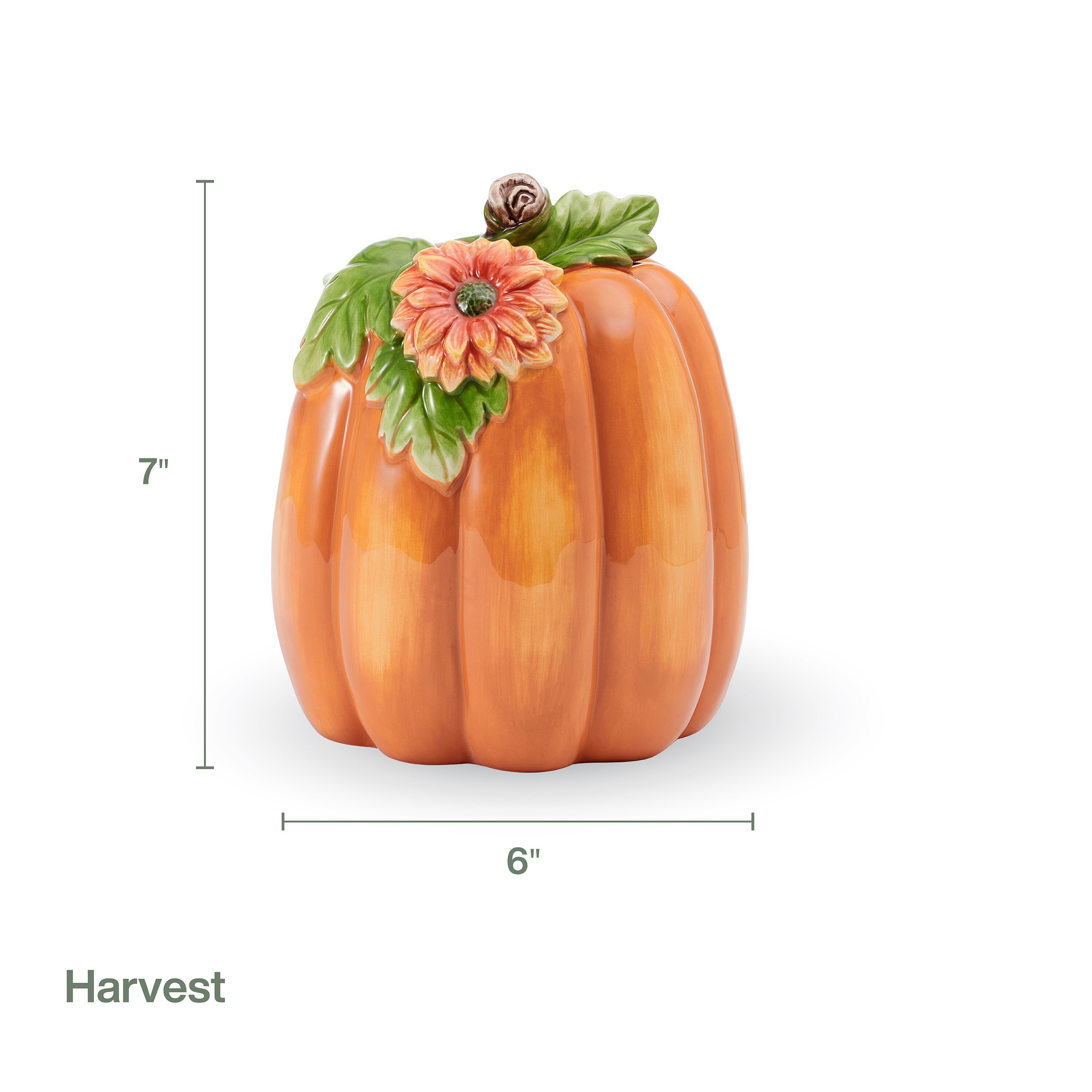 Fitz and Floyd Autumn Harvest Flower Orange Pumpkin Figurine