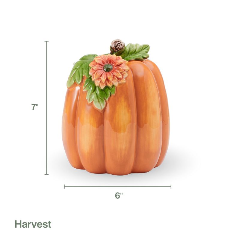 Fitz and Floyd Autumn Harvest Flower Orange Pumpkin Figurine
