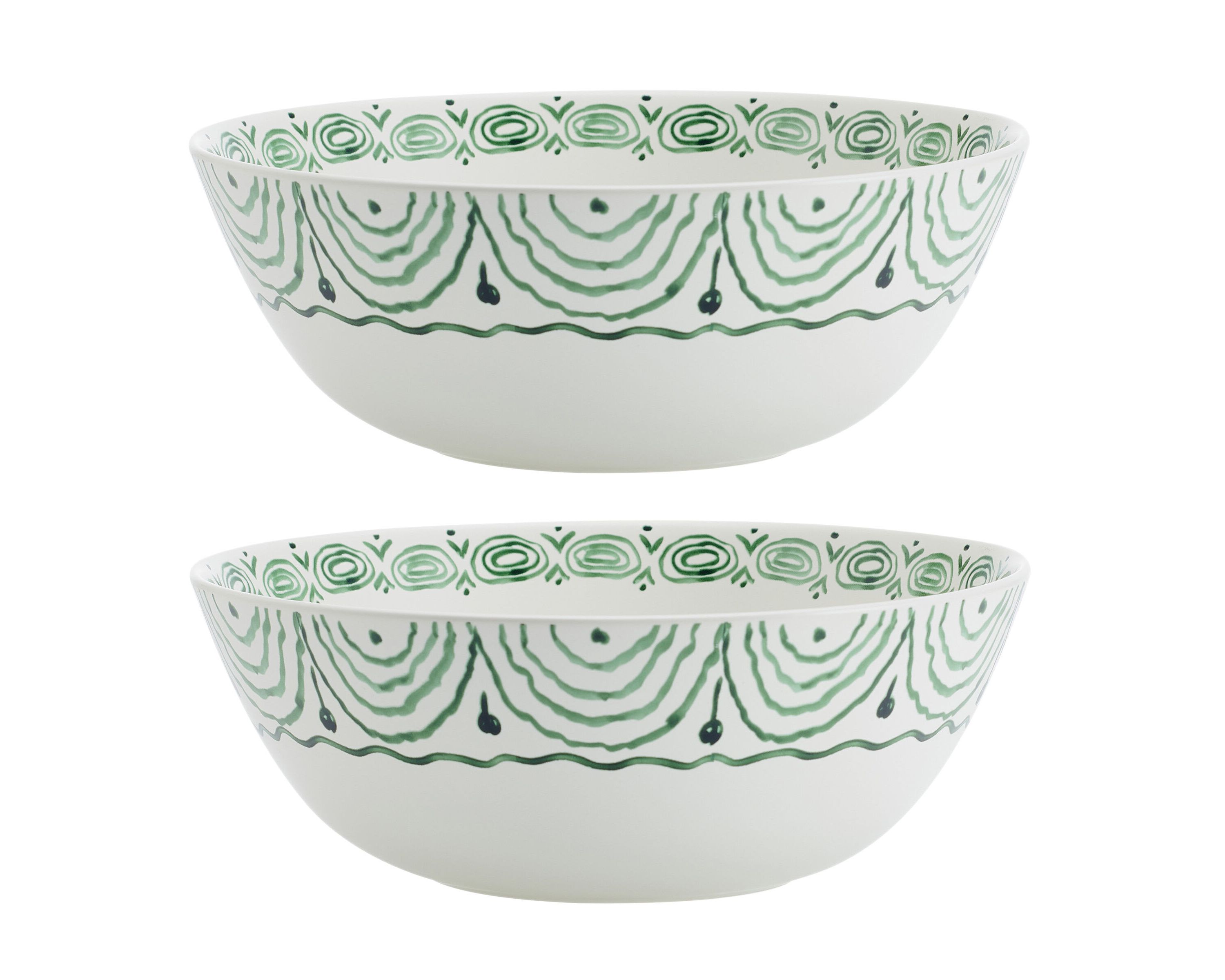 Sicily Green Serve Bowls Plus Salt and Pepper Set