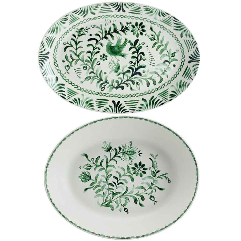 Sicily Green Serve Bowl and Platter Set