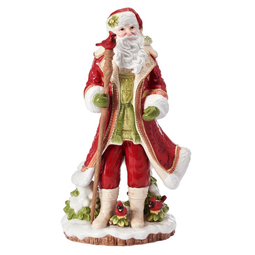 Fitz and Floyd Poinsettia Holiday Santa Figurine