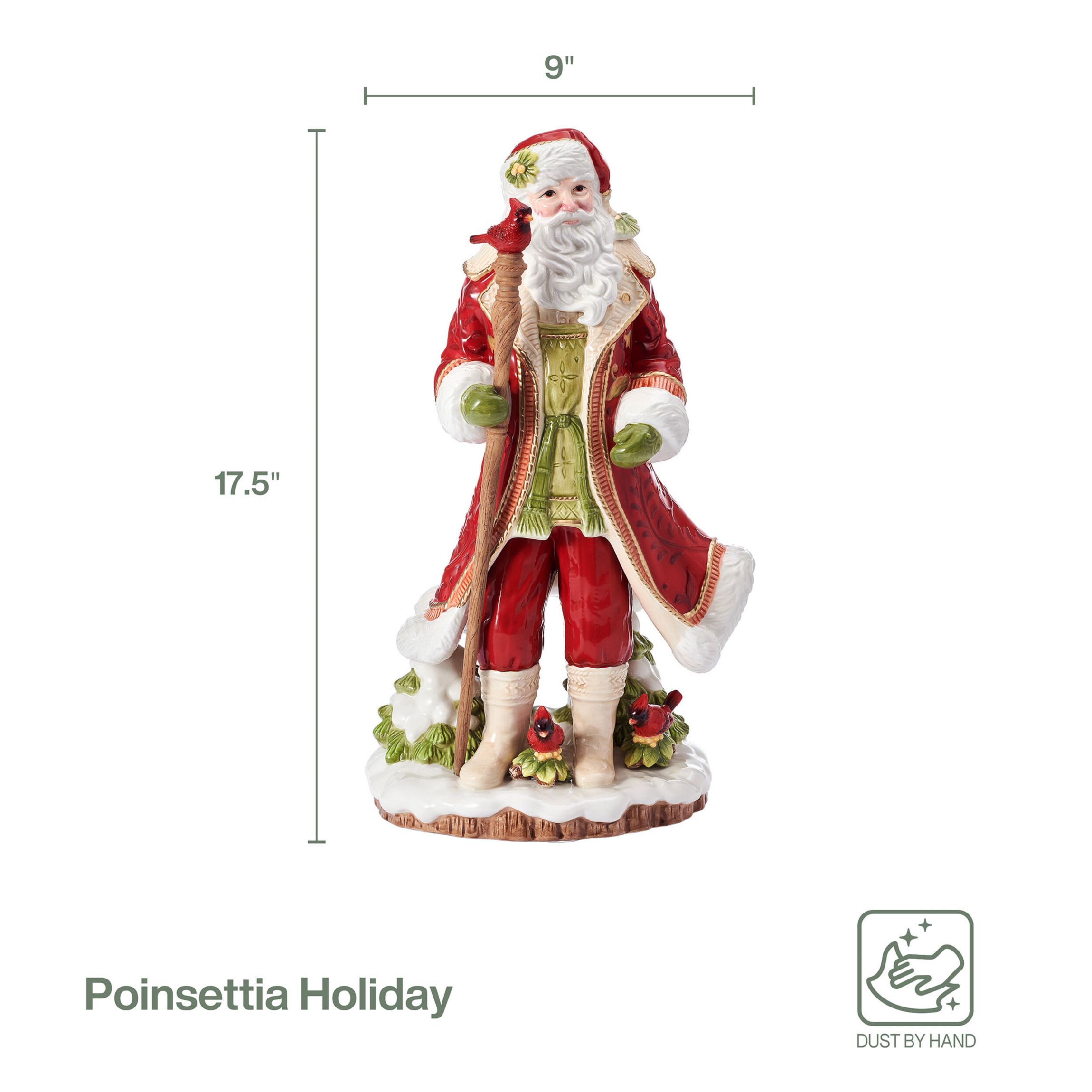 Fitz and Floyd Poinsettia Holiday Santa Figurine