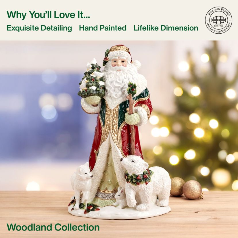 Fitz and Floyd Woodland Holiday Santa Figurine