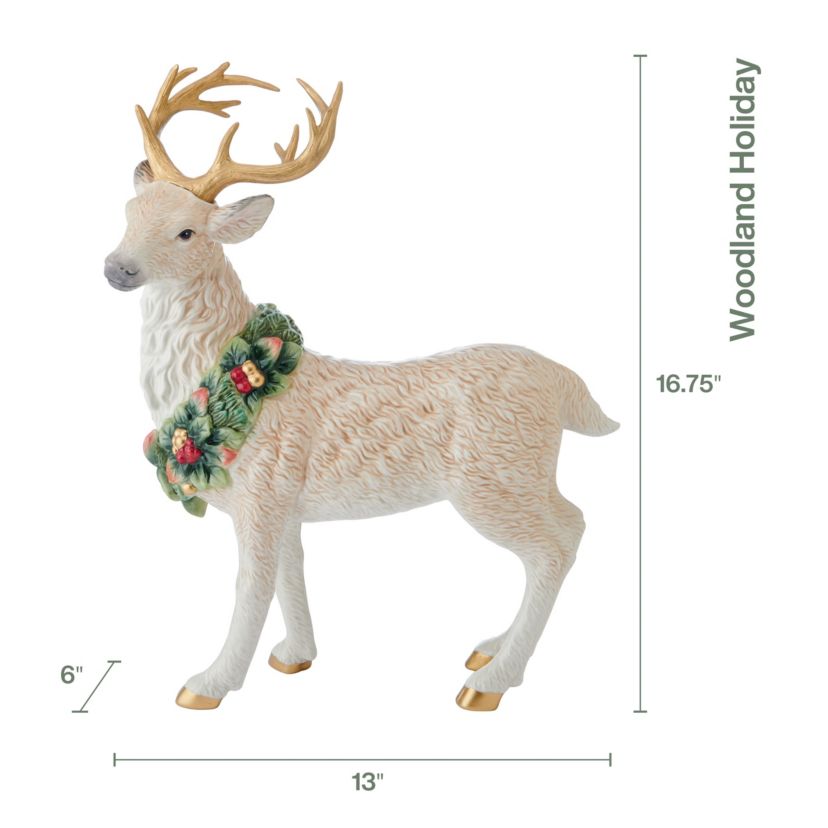 Fitz and Floyd Woodland Holiday Standing Deer Figurine