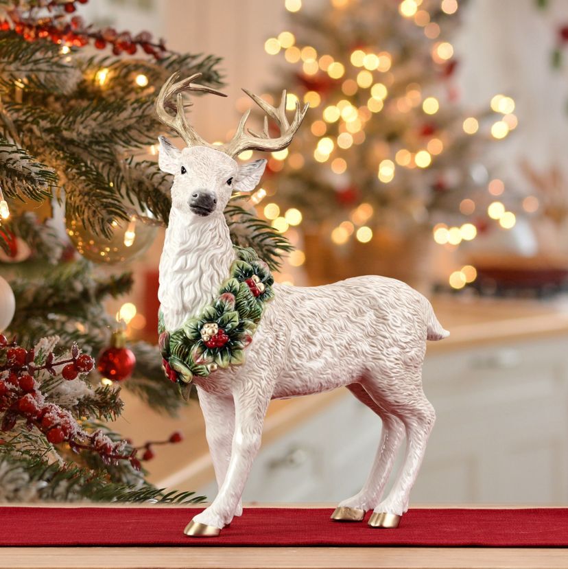 Fitz and Floyd Woodland Holiday Standing Deer Figurine