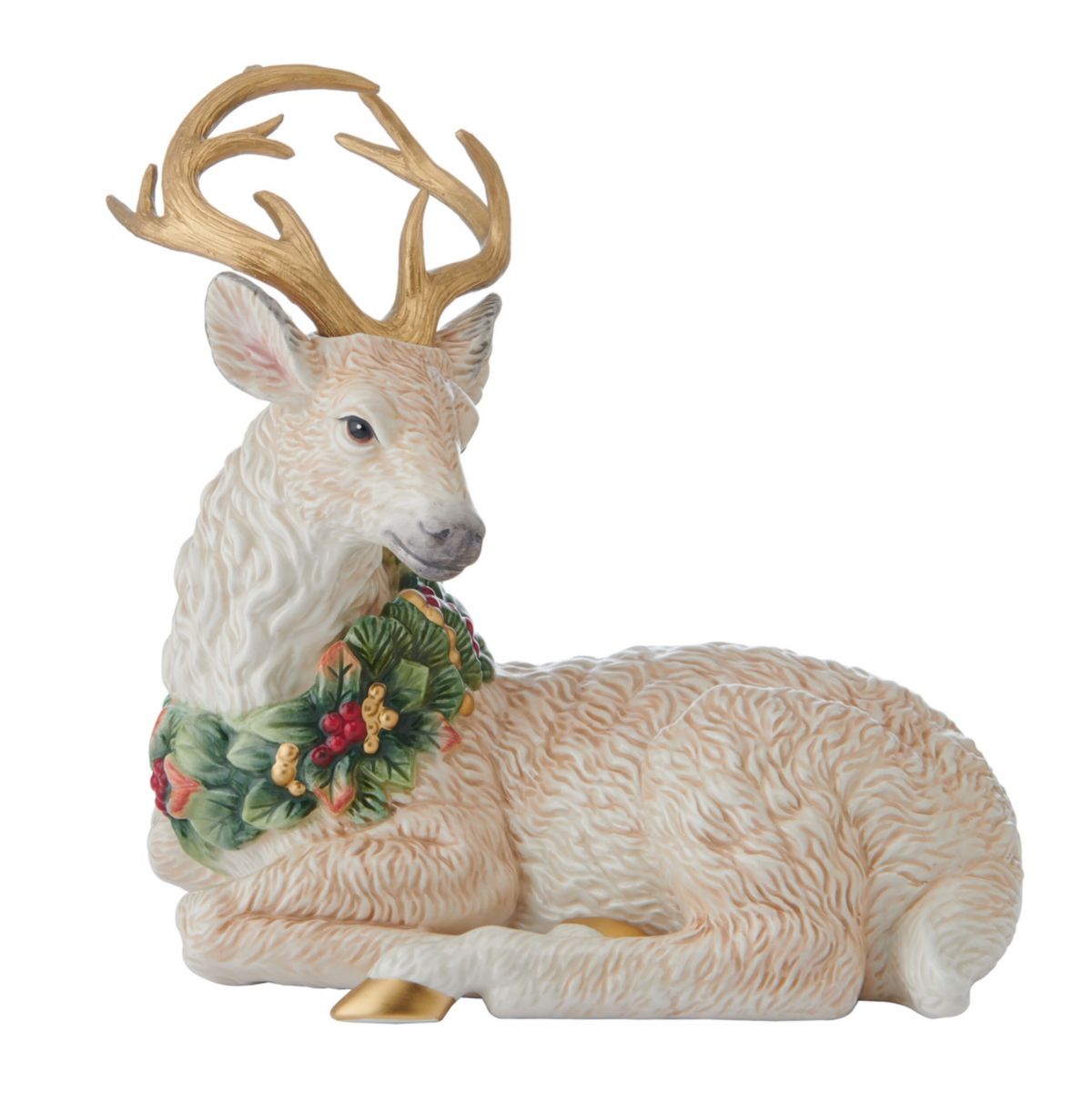 Fitz and Floyd Woodland Holiday Resting Deer Figurine