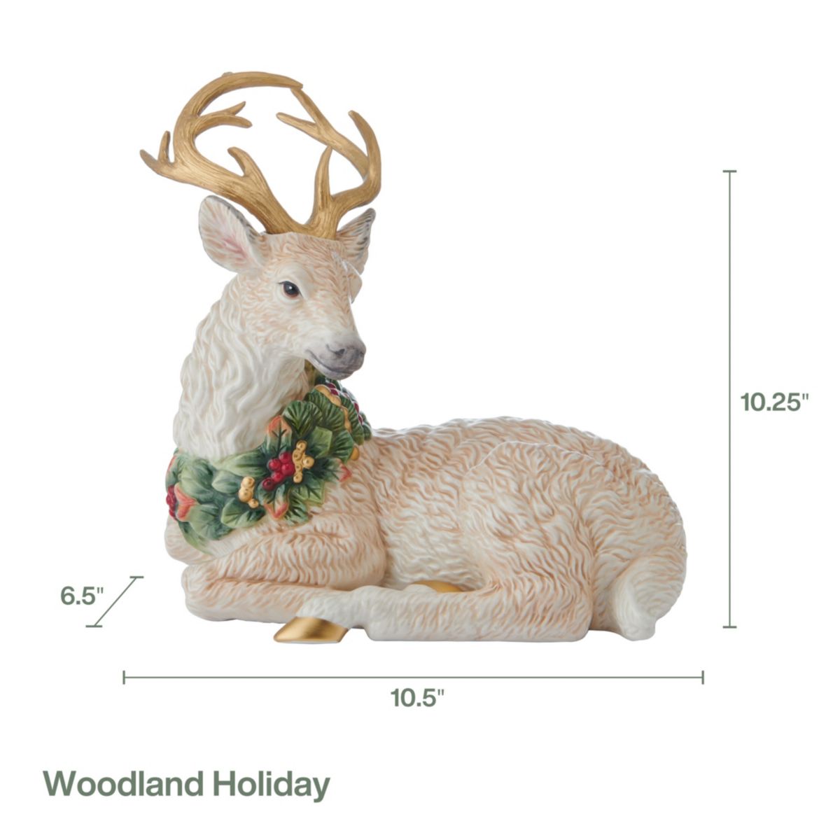 Fitz and Floyd Woodland Holiday Resting Deer Figurine