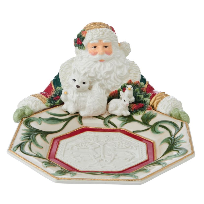Fitz and Floyd Woodland Holiday Santa Server