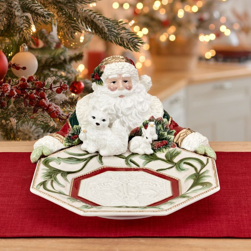 Fitz and Floyd Woodland Holiday Santa Server