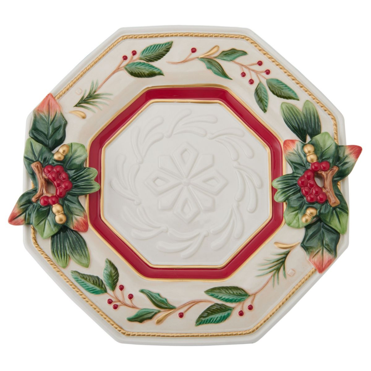Fitz and Floyd Woodland Holiday Octagonal Server
