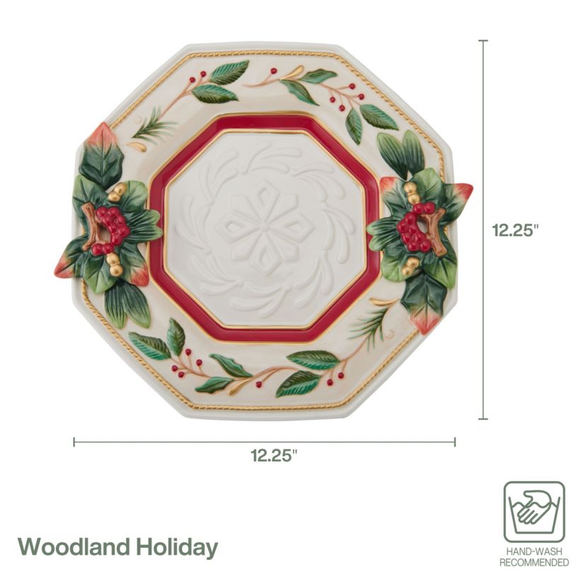 Fitz and Floyd Woodland Holiday Octagonal Server