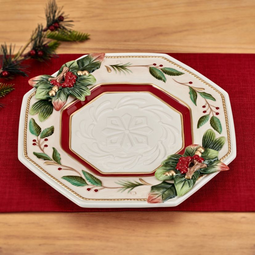 Fitz and Floyd Woodland Holiday Octagonal Server