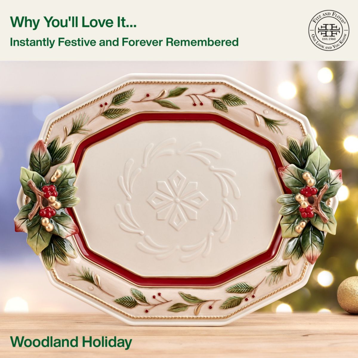 Fitz and Floyd Woodland Holiday Large Platter