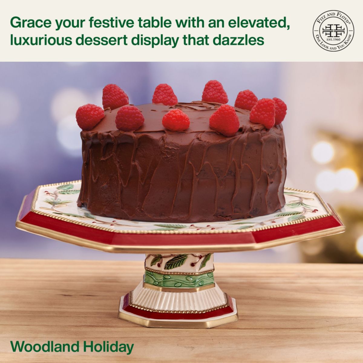 Fitz and Floyd Woodland Holiday Cake Stand