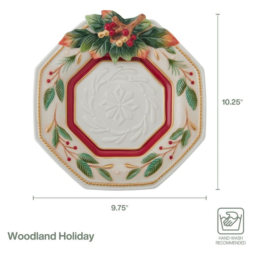 Fitz and Floyd Woodland Holiday Canape Plate