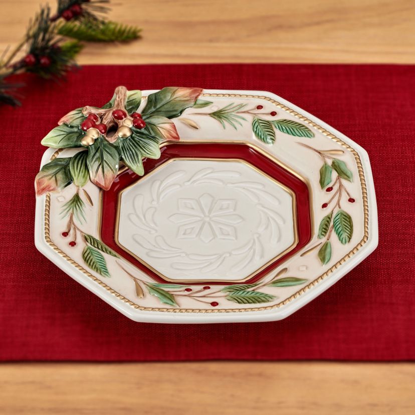 Fitz and Floyd Woodland Holiday Canape Plate