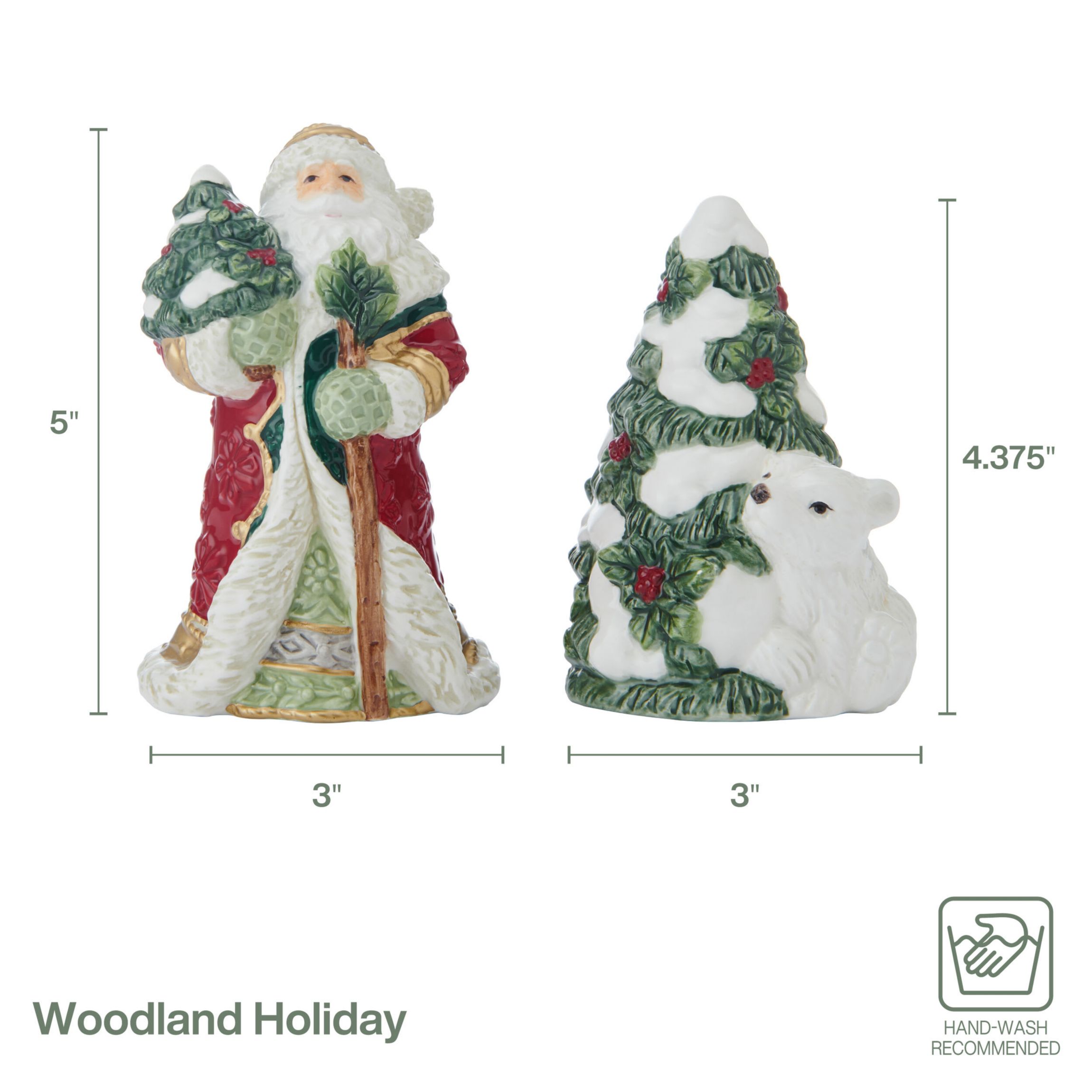 Fitz and Floyd Woodland Holiday Salt and Pepper Set