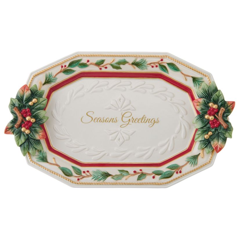 Fitz and Floyd Woodland Holiday Sentiment Tray