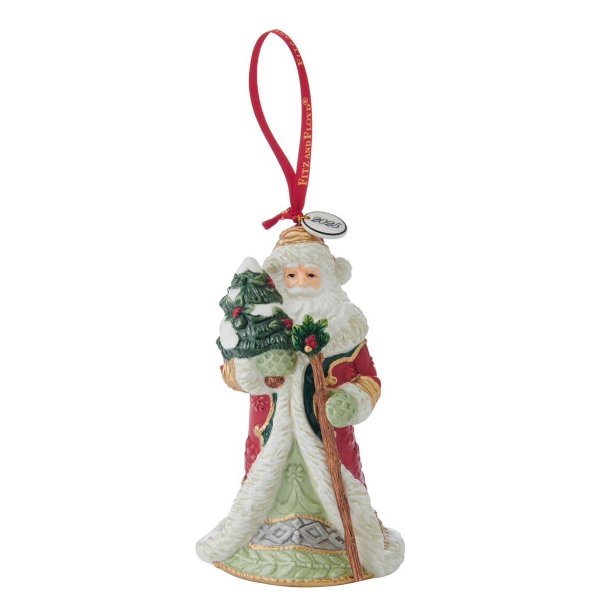 Fitz and Floyd Woodland Holiday Santa 2025 Bell