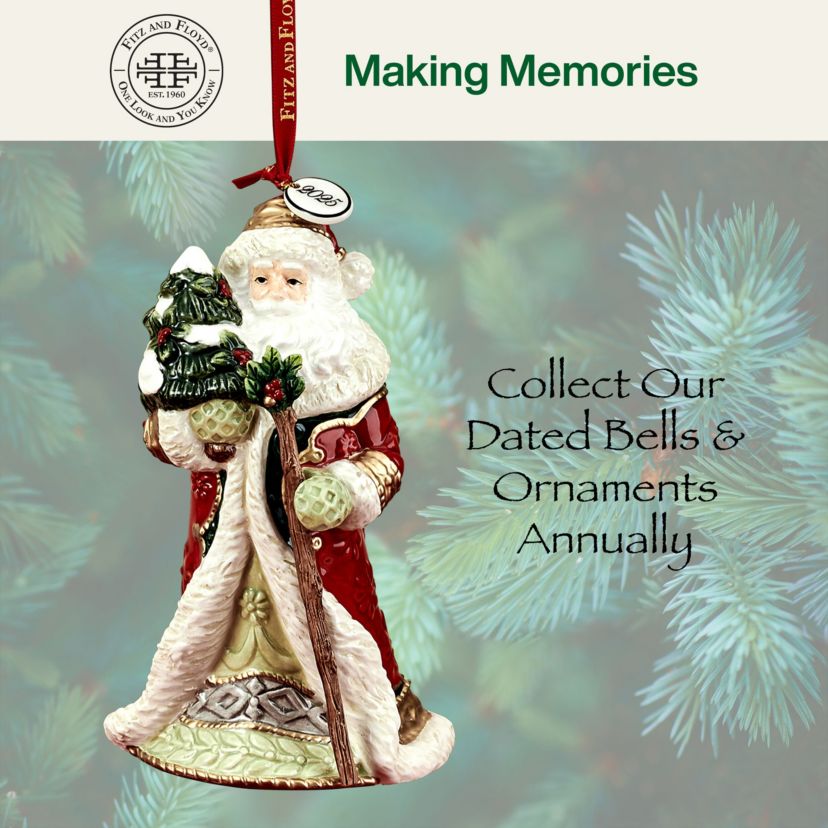 Fitz and Floyd Woodland Holiday Santa 2025 Bell